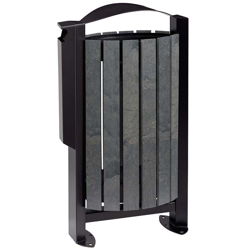 Corbeille lattes matière recyclée 60L - Avec cendrier