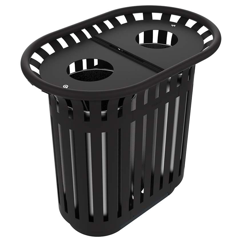 Corbeille tri-sélectif tulipe 2 X 40L à couvercle - Gris manganèse