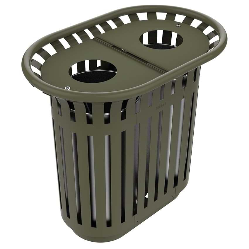 Corbeille tri-sélectif tulipe 2 X 40L à couvercle - Vert olive RAL 6003