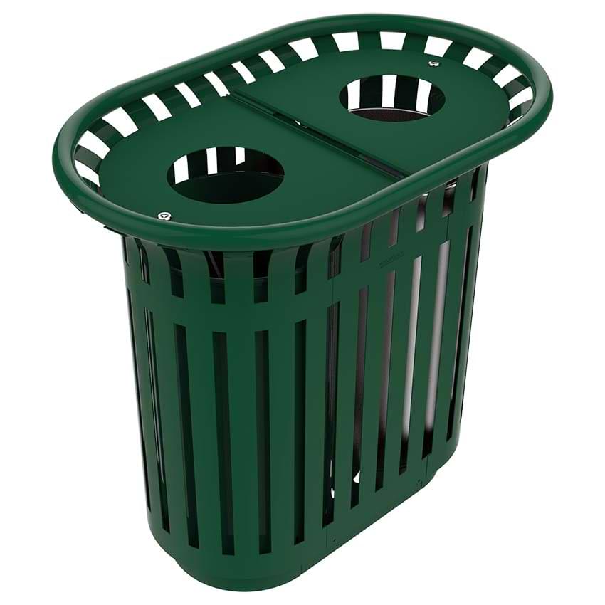 Corbeille tri-sélectif tulipe 2 X 40L à couvercle - Vert mousse RAL 6005