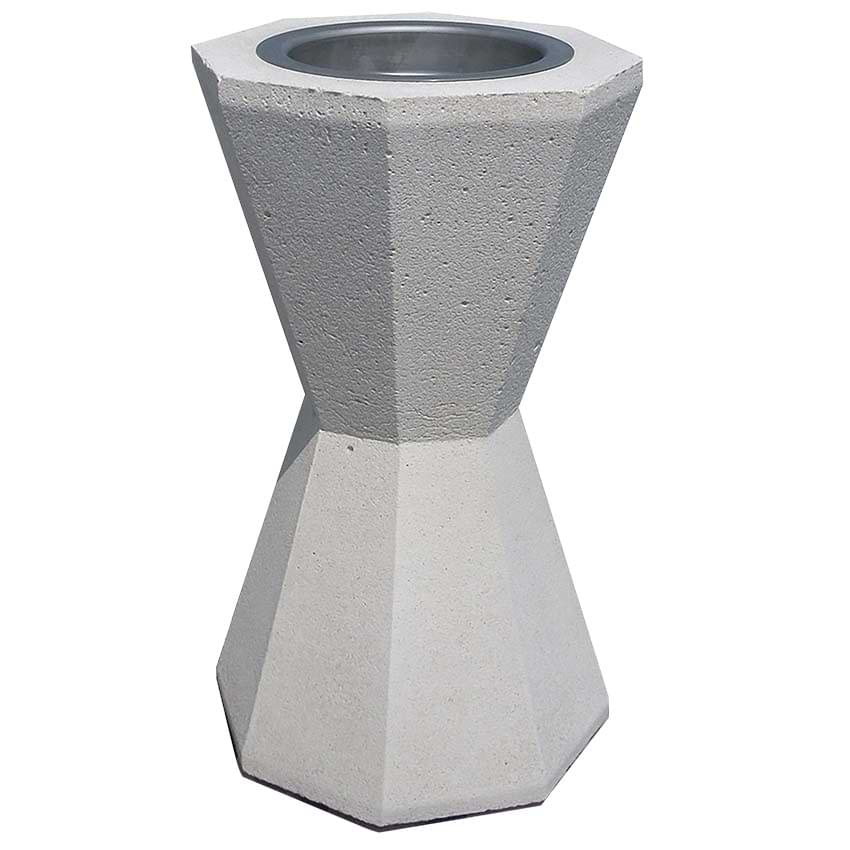 Cendrier béton avec coupelle inox 1,5L - Blanc / Ton pierre