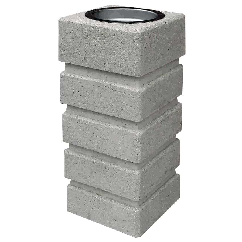 Cendrier béton avec coupelle inox 1,5L - Blanc / Ton pierre