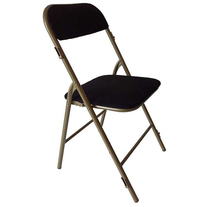Chaise pliante modèle Prestige - Pied doré - Velours noir