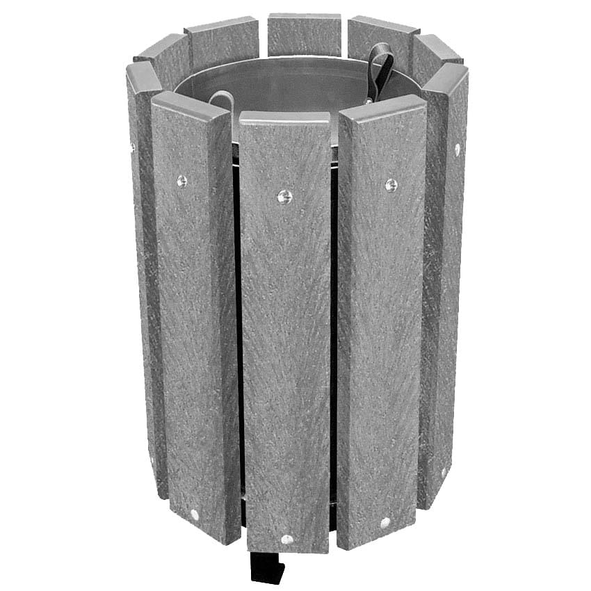 Corbeille plastique recyclée 48L - Sans couvercle - Gris