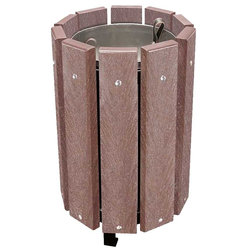 Corbeille plastique recyclée 48L - Sans couvercle - Marron