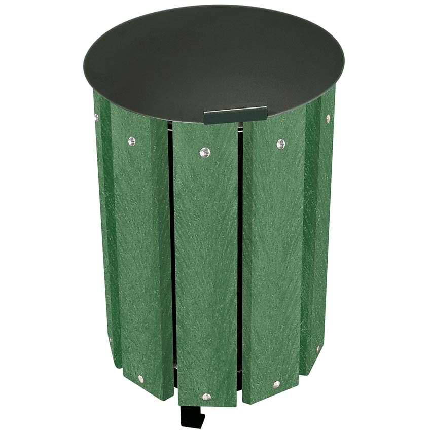 Corbeille plastique recyclée 48L - Avec couvercle - Vert