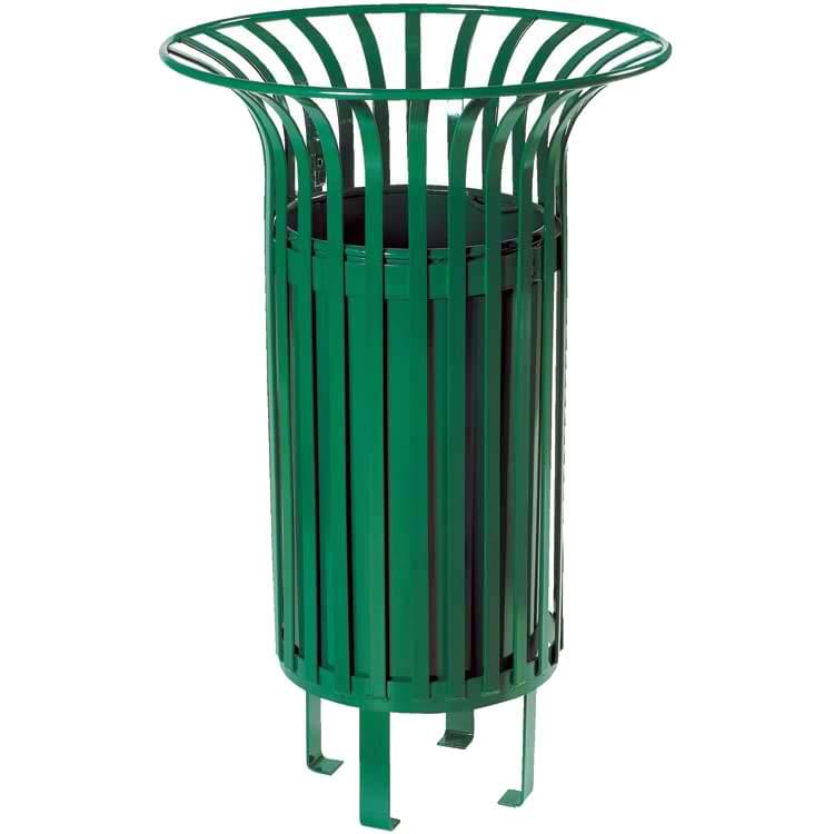 Corbeille acier Jardin Public 55L - Vert RAL 6005