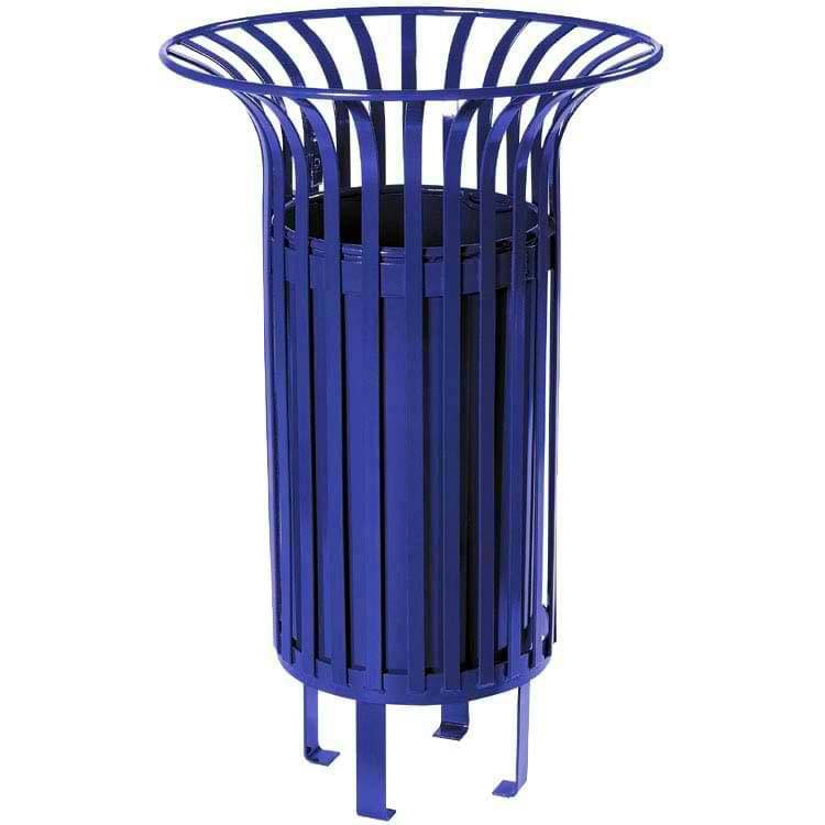 Corbeille acier Jardin Public 55L - Bleu RAL 5010