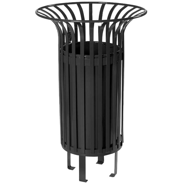Corbeille acier Jardin Public 55L - Noir RAL 9005