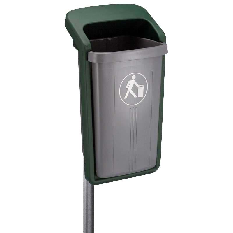 Corbeille extérieure P.E.H.D Arles 50L - Gris / Vert