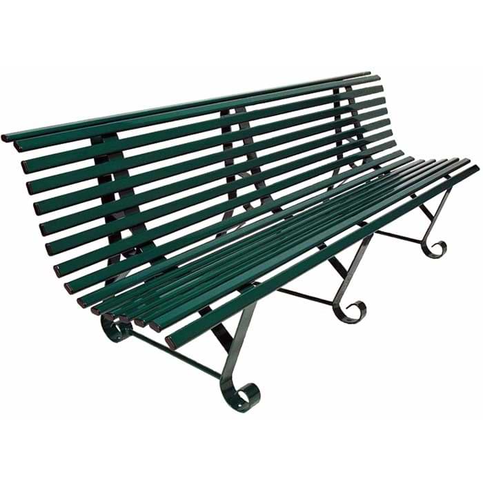 Banc public Luxembourg 3 pieds - Vert RAL 6005 - L. 1950 mm