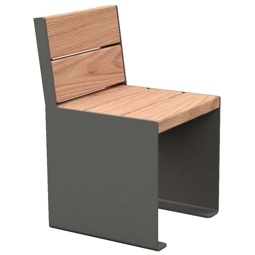 Banc acier et bois Kub - L. 450 mm