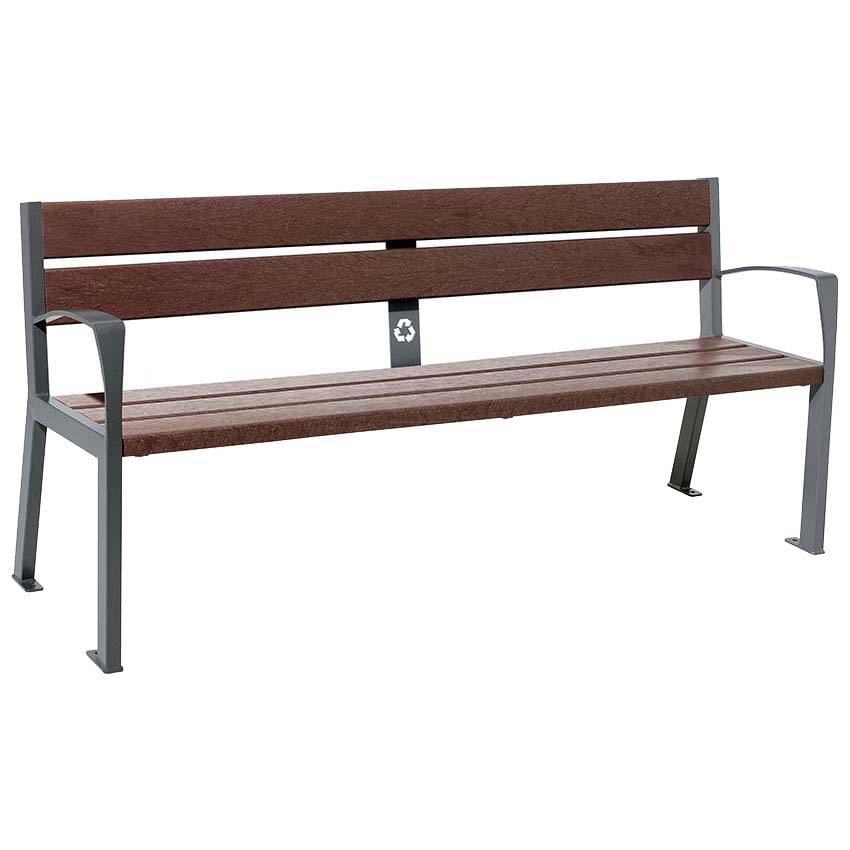 Banc acier et lames plastiques recyclées - Avec accoudoirs
