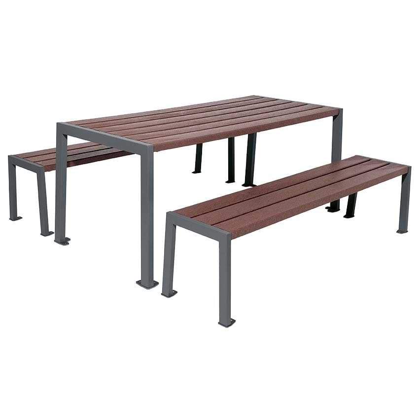 Table pique-nique lames plastiques recyclées Silaos (Set 1 table + 2 banquettes)