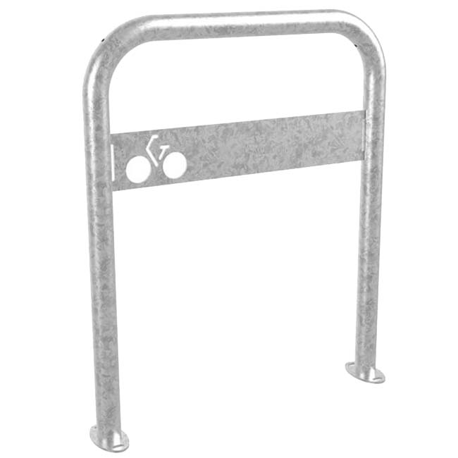 Arceau appui-cycle avec signalétique -  Sur platines - Galvanisé