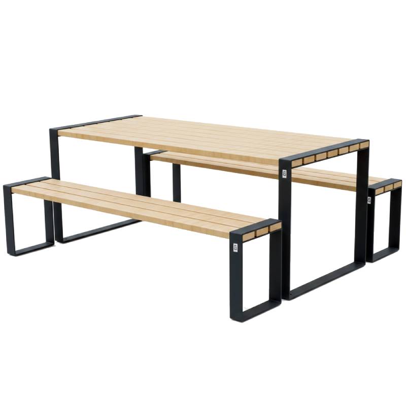 Table pique-nique acier & robinier - L. 1900 mm