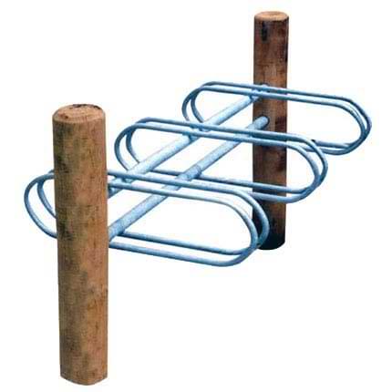 Support vélos bois & acier double face - L. 1214 mm