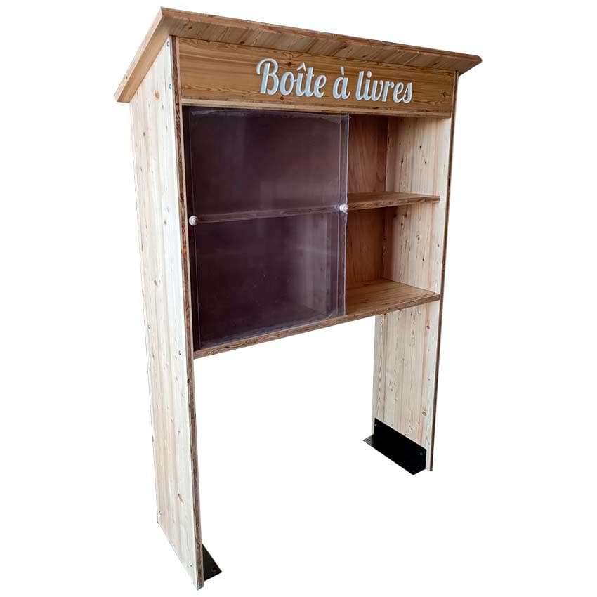 Boite à livres bois - H. 1800  X L. 1200 X P. 350 mm