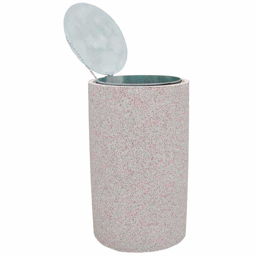 Corbeille béton Atlante - Finition "Crépi sable" - Avec couvercle