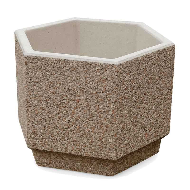 Jardinière béton hexagonale gravillons lavés - 140L
