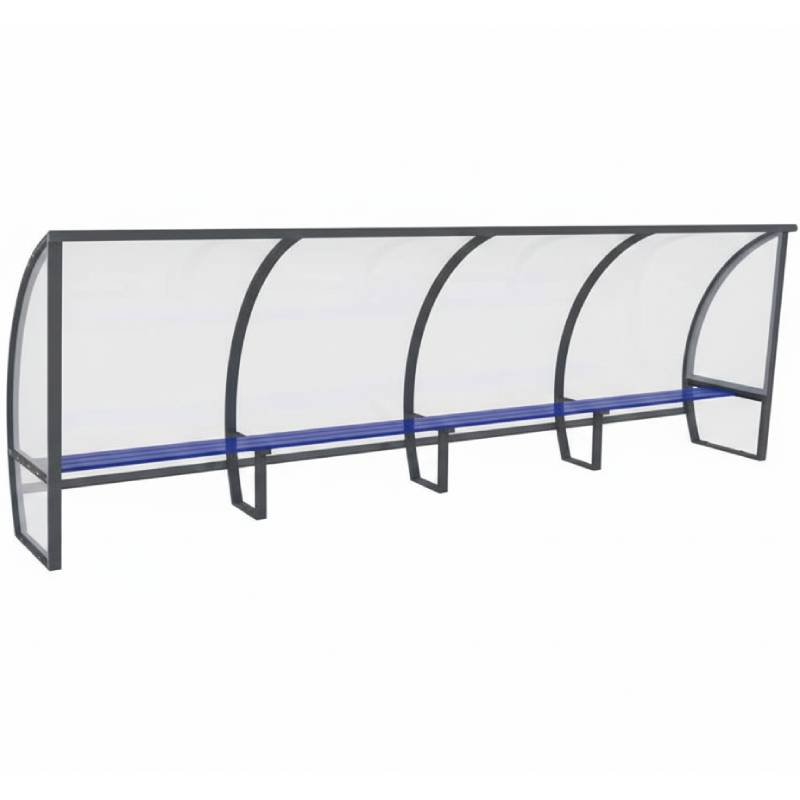 Abri joueurs aluminium et polycarbonate - L. 5 m (10 joueurs)