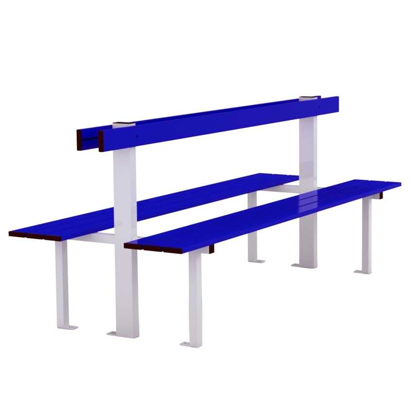 Banc vestiaire central - Version centrale avec dossier (Le ml)