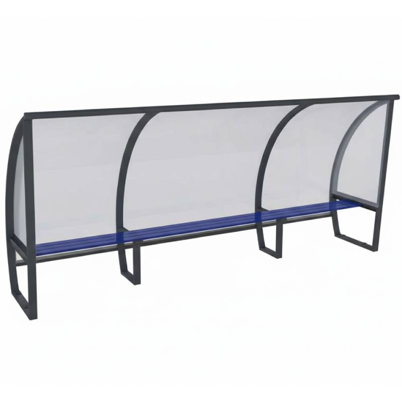 Abri joueurs aluminium et polycarbonate - L. 3,5 m (7 joueurs)