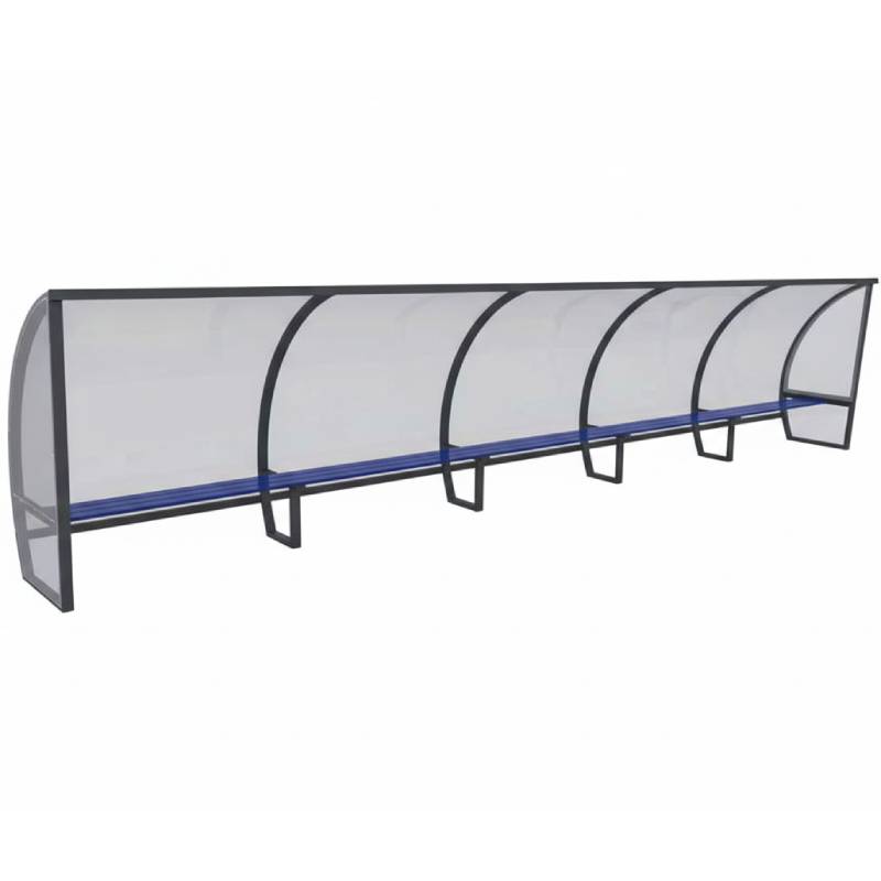 Abri joueurs aluminium et polycarbonate - L. 7,5 m (15 joueurs)