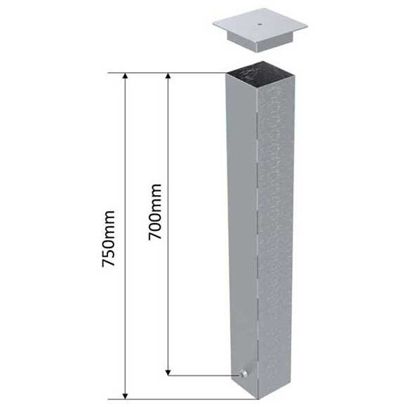 Fourreau acier galva 100 X 100 mm (pour modèle à sceller)