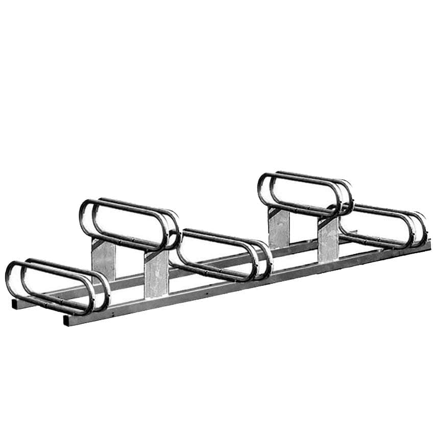 Support cycle galvanisé emplacements décalés - 5 places