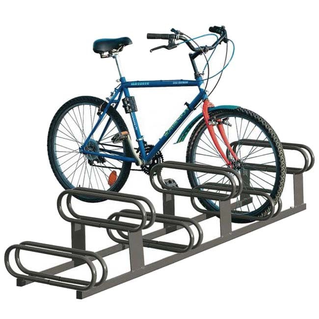 Rack à vélos emplacements décalés 6 places - Finition peint RAL