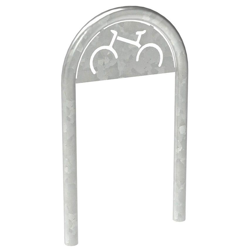 Arceau support cycle avec plaque signalétique - Galvanisé - A sceller