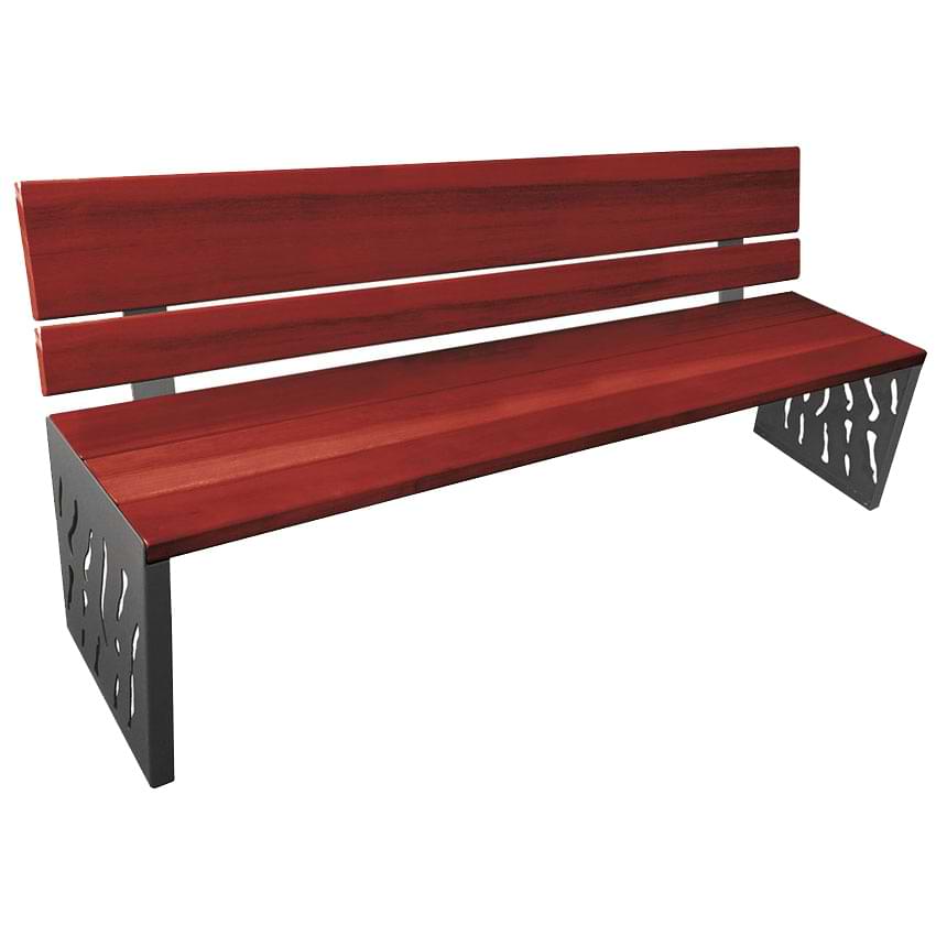 Banc public acier et bois Venise - L. 1800 mm - Acajou