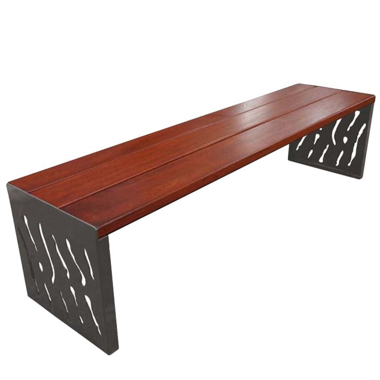 Banquette acier et bois Venise - L. 1800 mm - Acajou