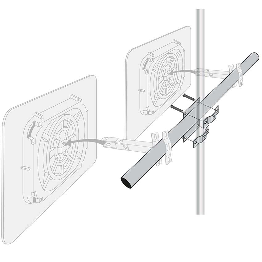 Support pour 2 miroirs D. 76 X L. 1300 mm - Galvanisé