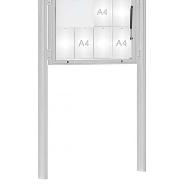 Kit poteaux pour vitrine jusqu'à H. 1050 mm anodisé - Scellement direct