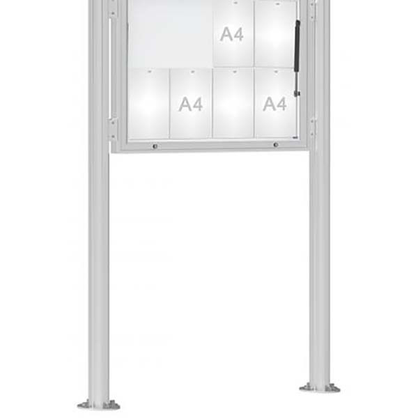 Kit poteaux pour vitrine jusqu'à H. 1050 mm anodisé - Sur platines