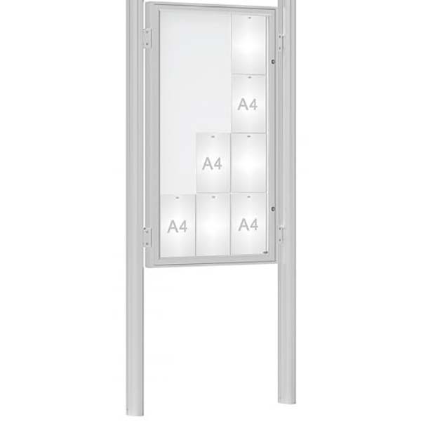 Kit poteaux pour vitrine jusqu'à H. 1350 mm anodisé - Scellement direct