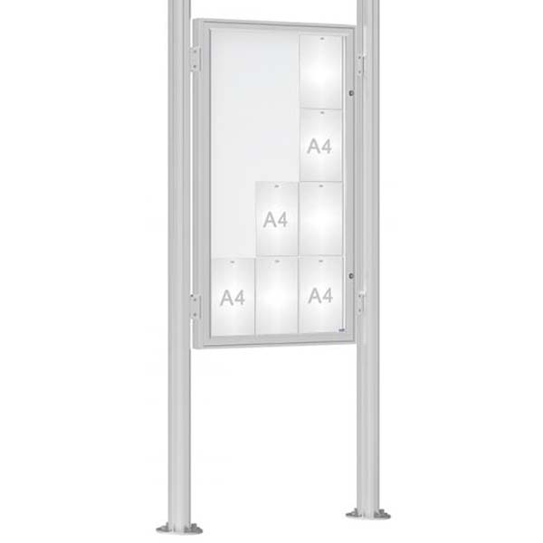 Kit poteaux pour vitrine jusqu'à H. 1350 mm anodisé - Sur platines