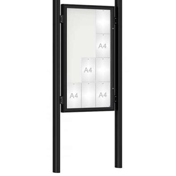 Kit poteaux pour vitrine jusqu'à H. 1350 mm couleur - Scellement direct