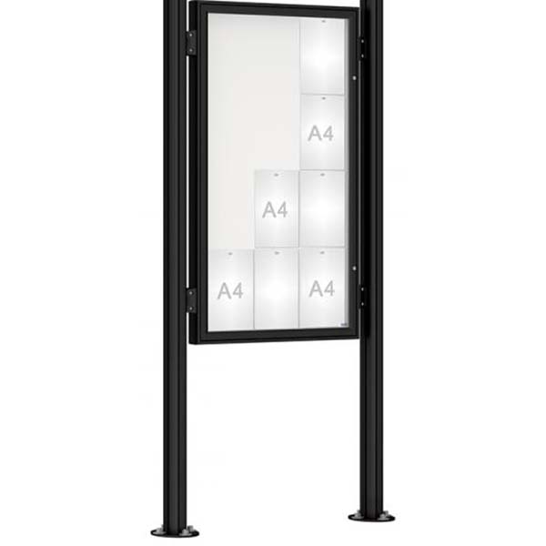 Kit poteaux pour vitrine jusqu'à H. 1350 mm couleur - Sur platines