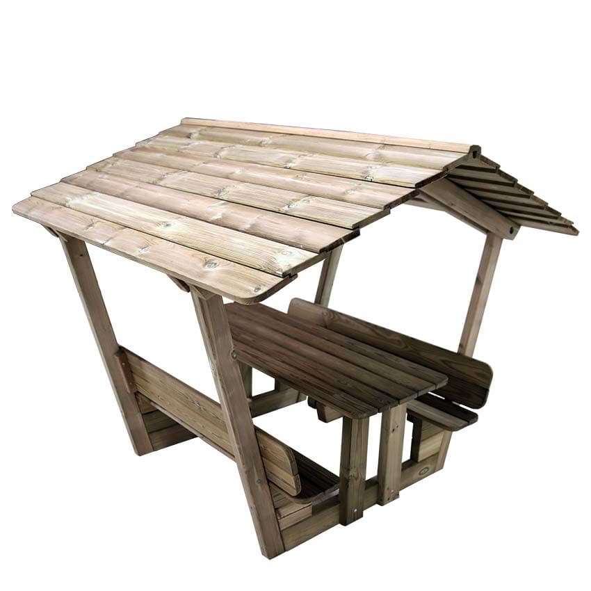 Table pique-nique enfant avec toit Maternelle L. 1200 mm - Pin brut 