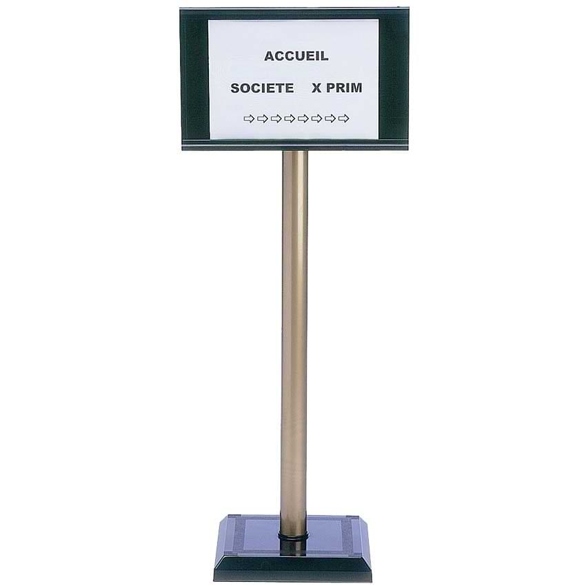 Poteau accueil PVC + support info A4 - Champagne