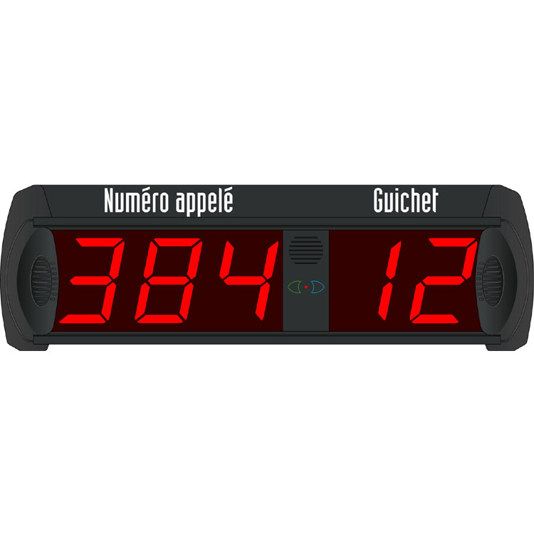 Afficheur file d'attente - Numéro appelé (3 Chiffres) + Guichet (2 Chiffres)