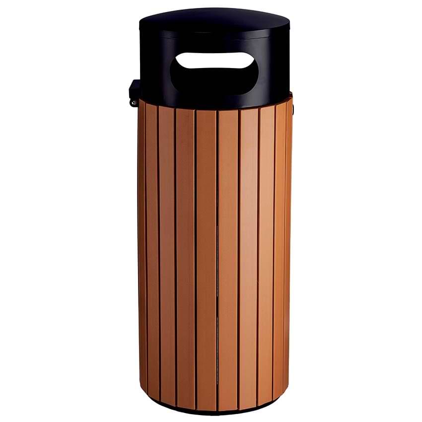 Corbeille cylindrique lattes aspect bois 60L Brescia