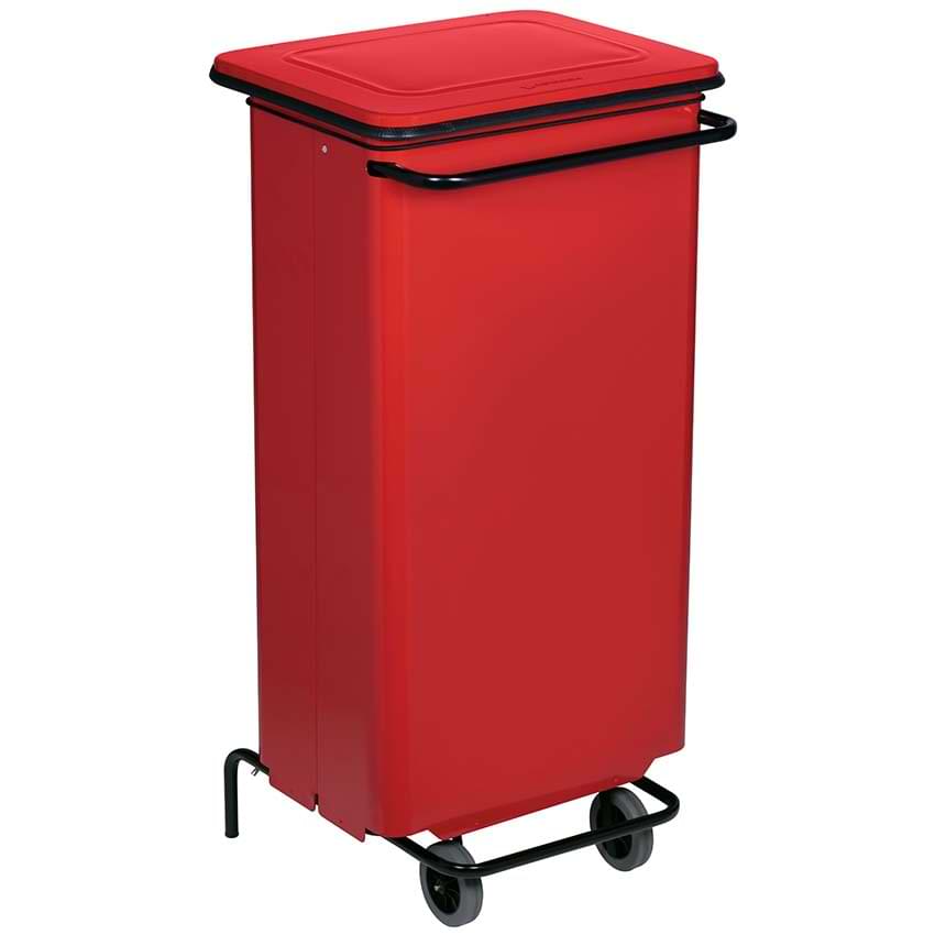 Poubelle mobile à pédale 110L - Rouge
