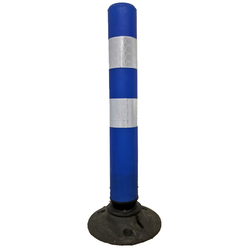 Balise flexible D. 100 X H. 750 mm + Base caoutchouc - Bleu