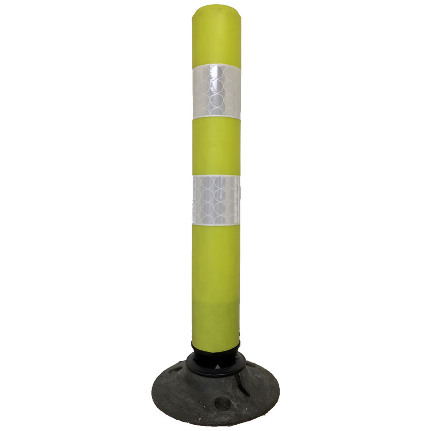 Balise flexible D. 100 X H. 750 mm + Base caoutchouc - Jaune