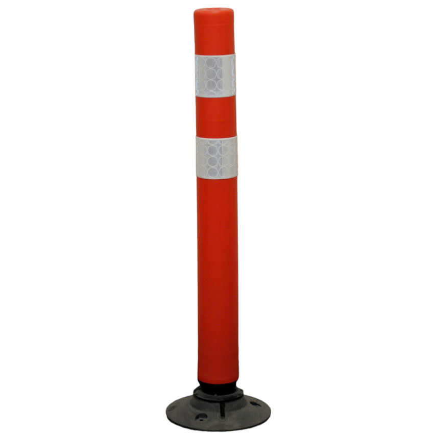 Balise flexible D. 100 X H. 750 mm + Base caoutchouc - Orange