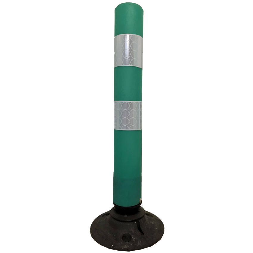 Balise flexible D. 100 X H. 750 mm + Base caoutchouc - Vert